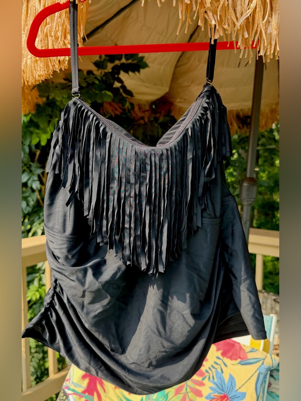 Swimsuits for All tankini top with fringe, NWOT